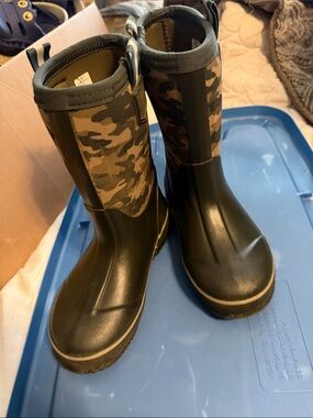 Lands' End Kids' Camo Rain & Snow Boots - Olive Green
